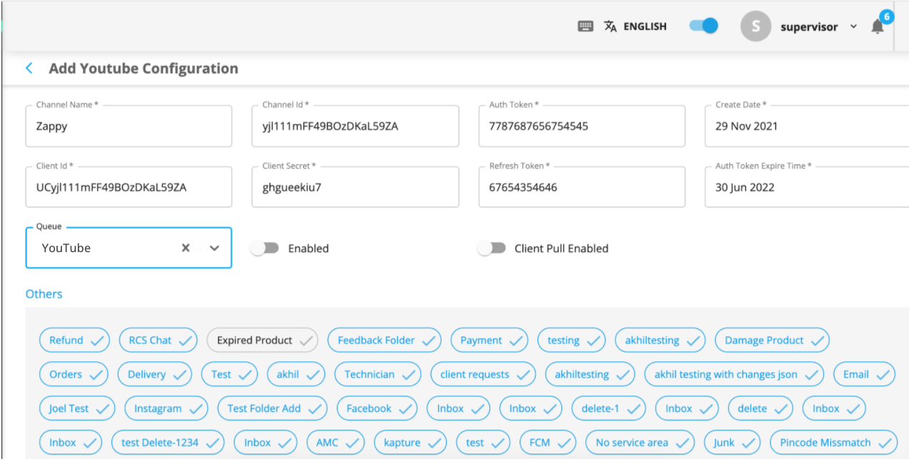 YouTube configuration with Kapture