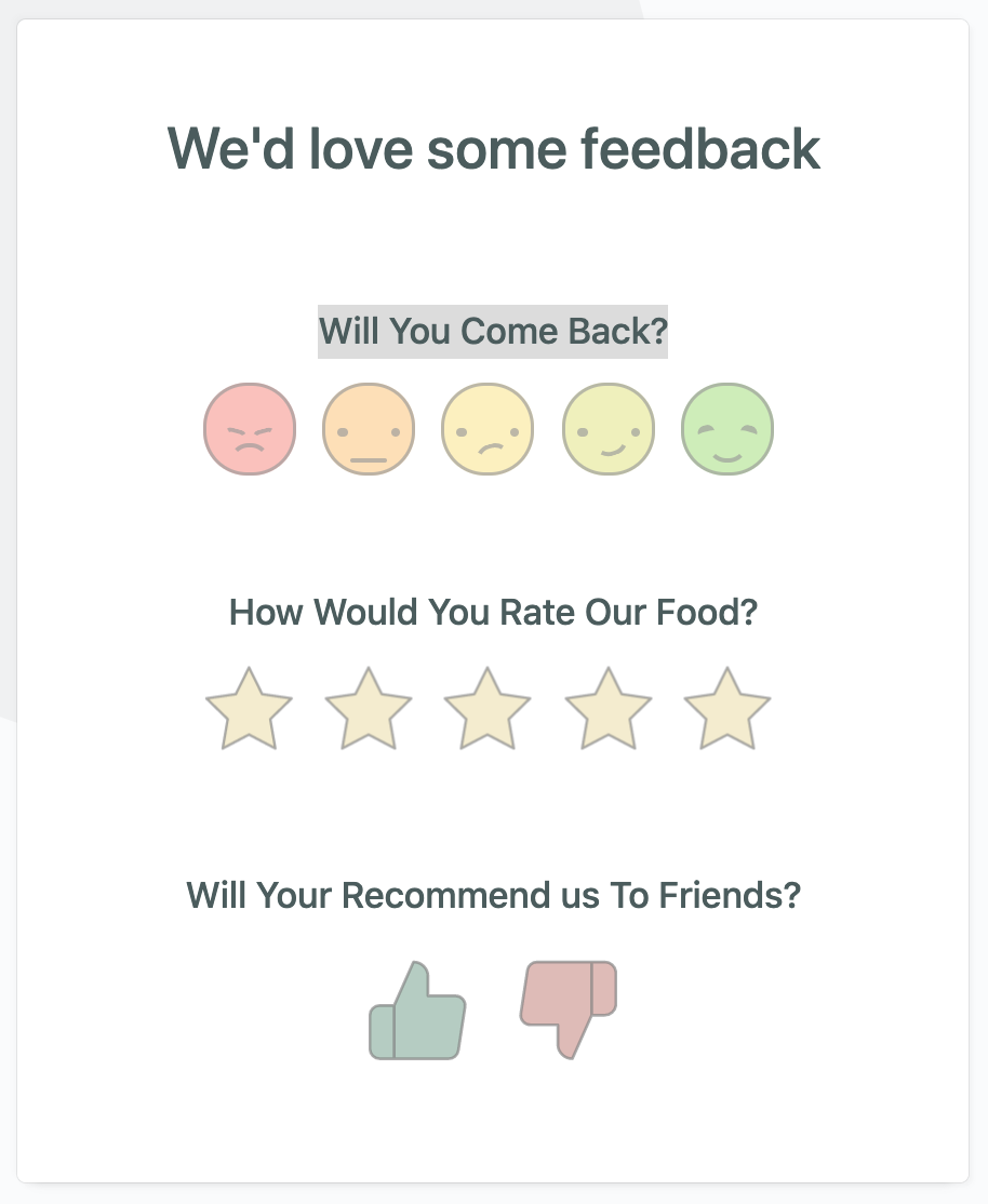 visually appealing feedback form