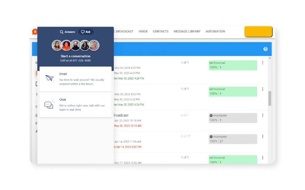 Customer support software